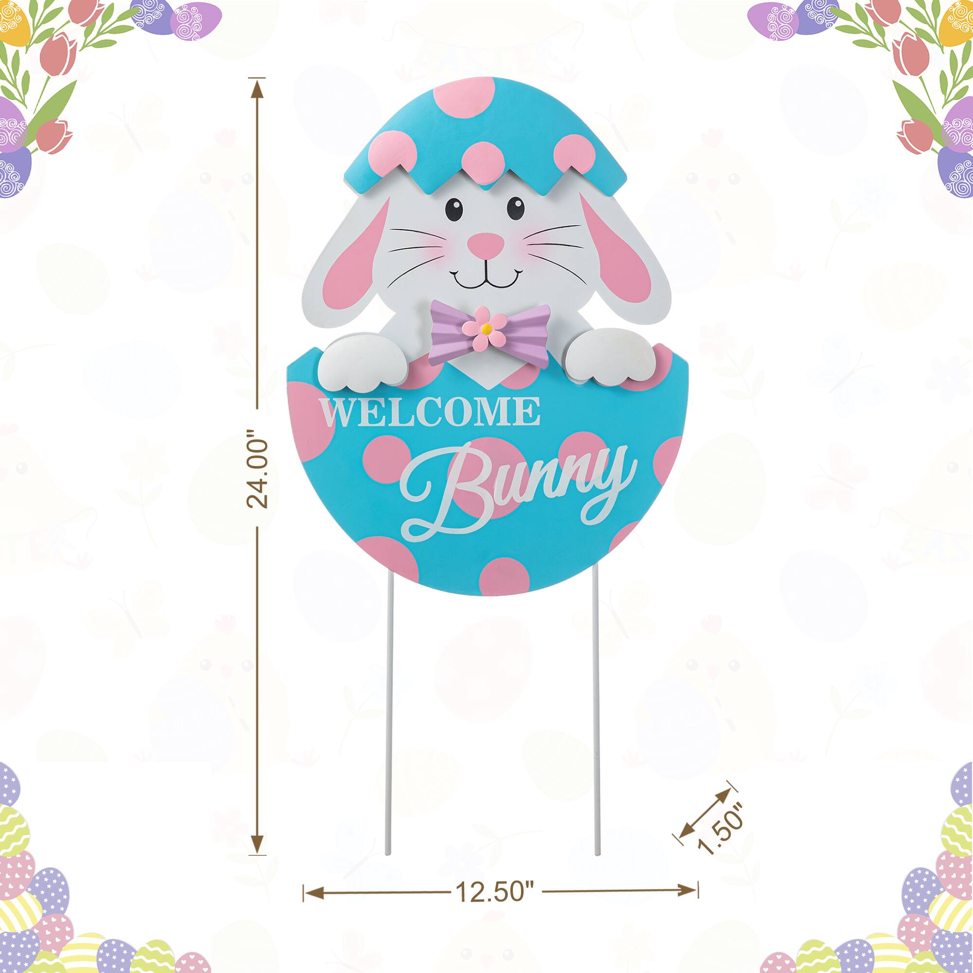 Glitzhome® 24" Easter Metal Bunny Egg Yard Stake